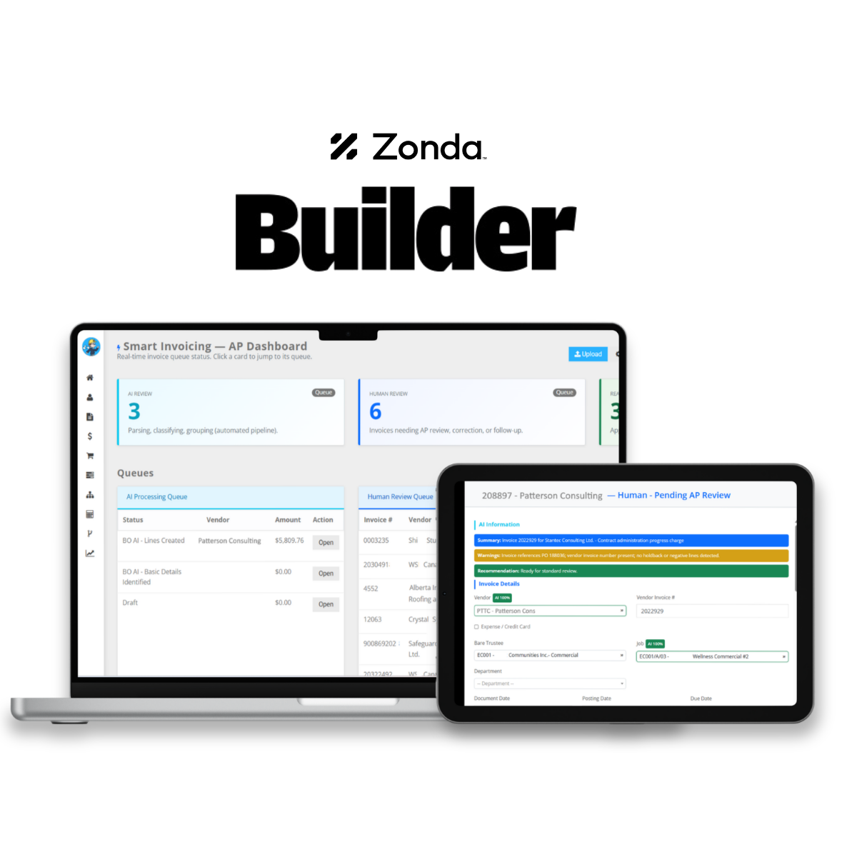 BuildBase in Builder magazine: the platform shown on a laptop and tablet under the Builder logo